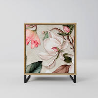 SIDEBOARD FLORAL GRACE, Eichefarben, 57,5x42x67,5 cm, Schwarze Metall-Rahmenfüße - Eichefarben/Multicolor, Holzwerkstoff/Metall (57.5/67.5/42cm) - SpaceRebels