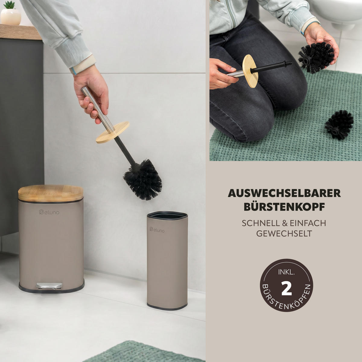 BADEZIMMER-SET FRAMURA 2tlg., braun - Braun, Metall (18.5/27.5/23cm) - eluno