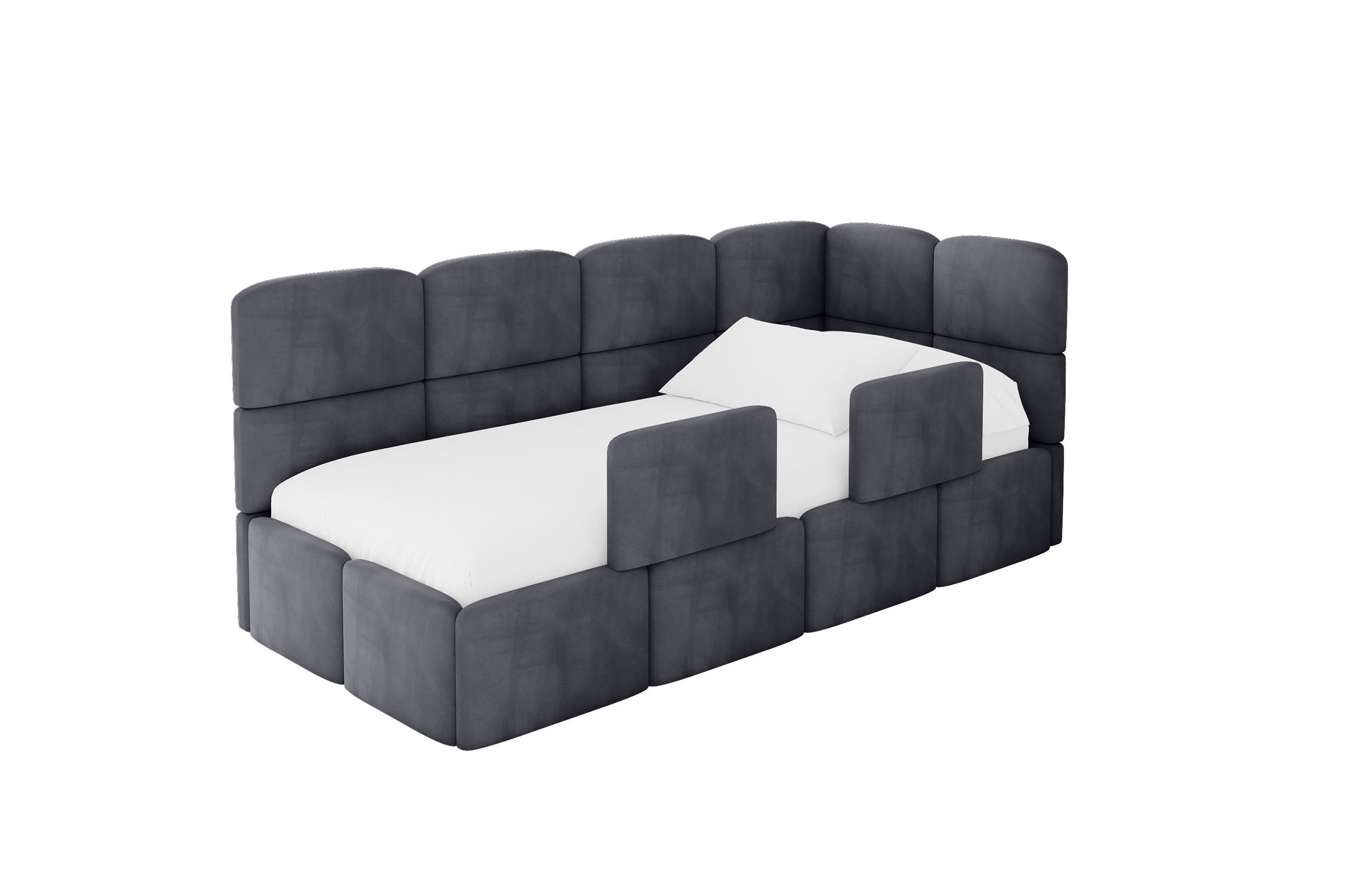 ALTDECOR JEDNOLŮŽKOVÁ POSTEL pro mládež s úložným prostorem, vlevo - KIVY 90x200 tmavě šedá