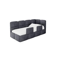EINZELLBETT Jugendbett mit Bettkasten, Links - KIVY 100x200 Dunkelgrau - Dunkelgrau, Holzwerkstoff/Textil (100/200cm) - ALTDECOR