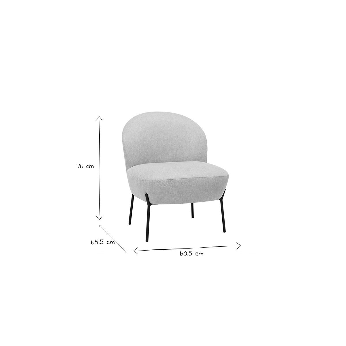 SESSEL Beiges Samtdesign Schwarzes Metall BELEY - Beige, Textil (65.5/76/60.5cm) - Miliboo