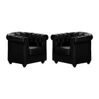 SESSEL 2er-Set - Kunstleder - Schwarz - CHESTERFIELD - Schwarz, Leder (82/72/78cm) - Vente-Unique