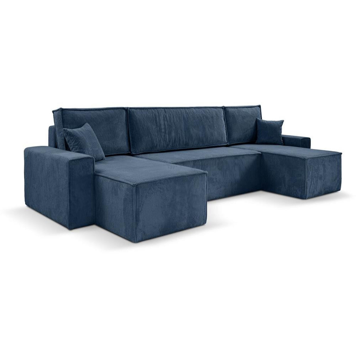 WOHNLANDSCHAFT Hektor U mit Schlaffunktion dunkelblau - Schwarz/Dunkelblau, Kunststoff/Textil (318/94/152cm) - Beautysofa