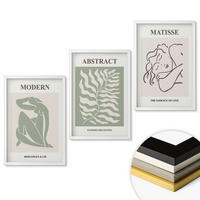 WANDBILDER 3er-Set - 40x60 cm Weißer Rahmen - Stilvolle grüne Gemälde mit Figuren - Weiß, Kunststoff (40/60cm) - ArtPrintCave
