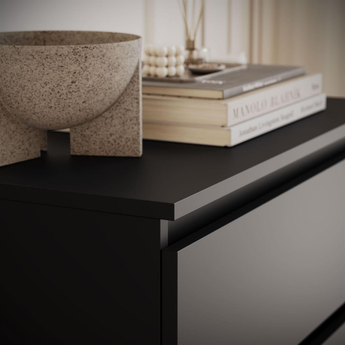 MODERNE Sideboard HANA M3 Schwarz matt - Schwarz, Holzwerkstoff (70/75/40cm) - Lookway