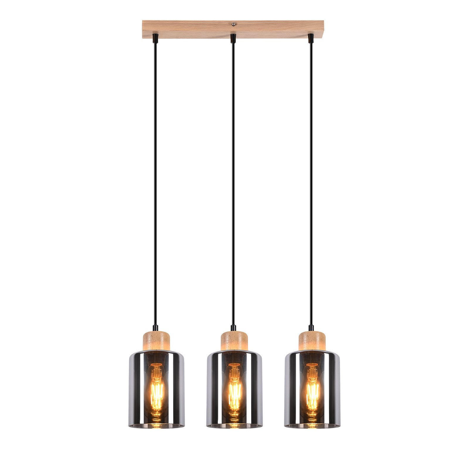 PENDELLEUCHTE Rengel 146.5/42/12cm - Eschefarben, Glas (146.5/42/12cm) - Nettlife