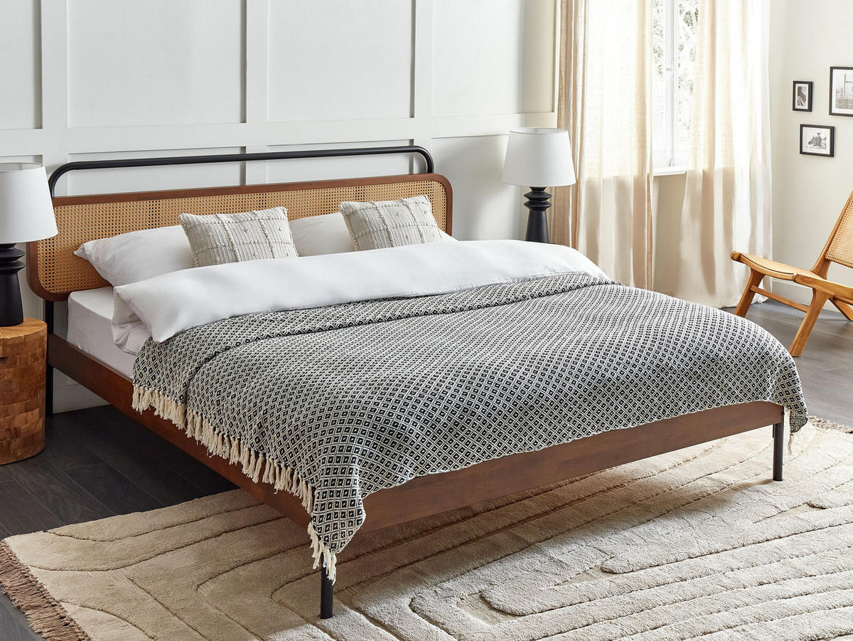 DECKE Schwarz 200/220 cm Chyama - Schwarz/Weiß, Textil (200/220cm) - Beliani
