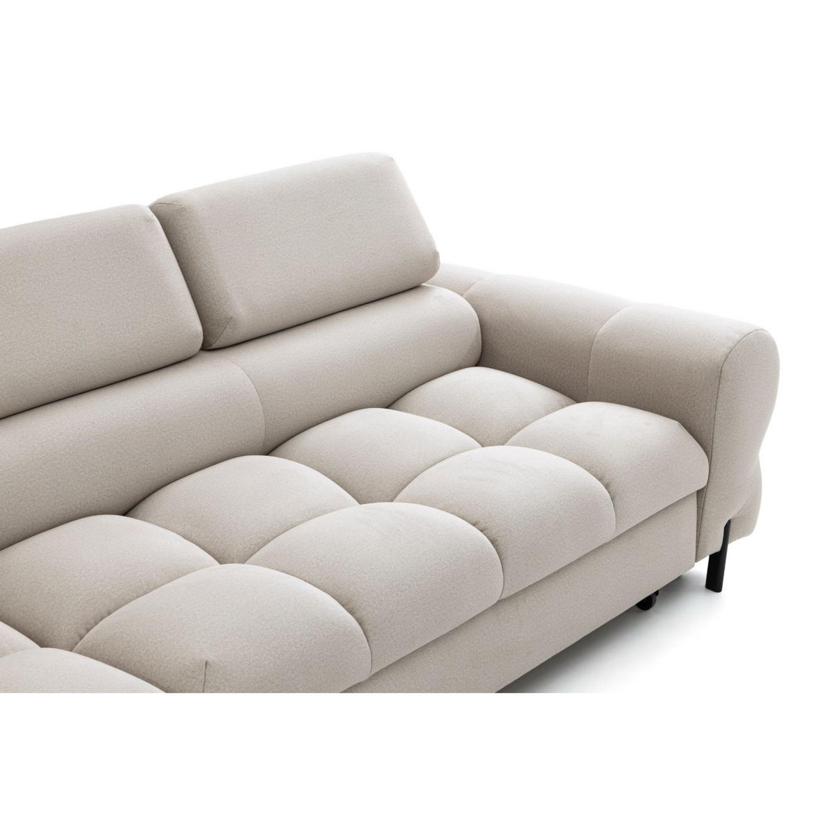 ECKSOFA BOWL L Links mit Schlaffunktion 125x195 Velours Creme - Creme/Schwarz, Holz/Textil (260/195cm) - Muffo