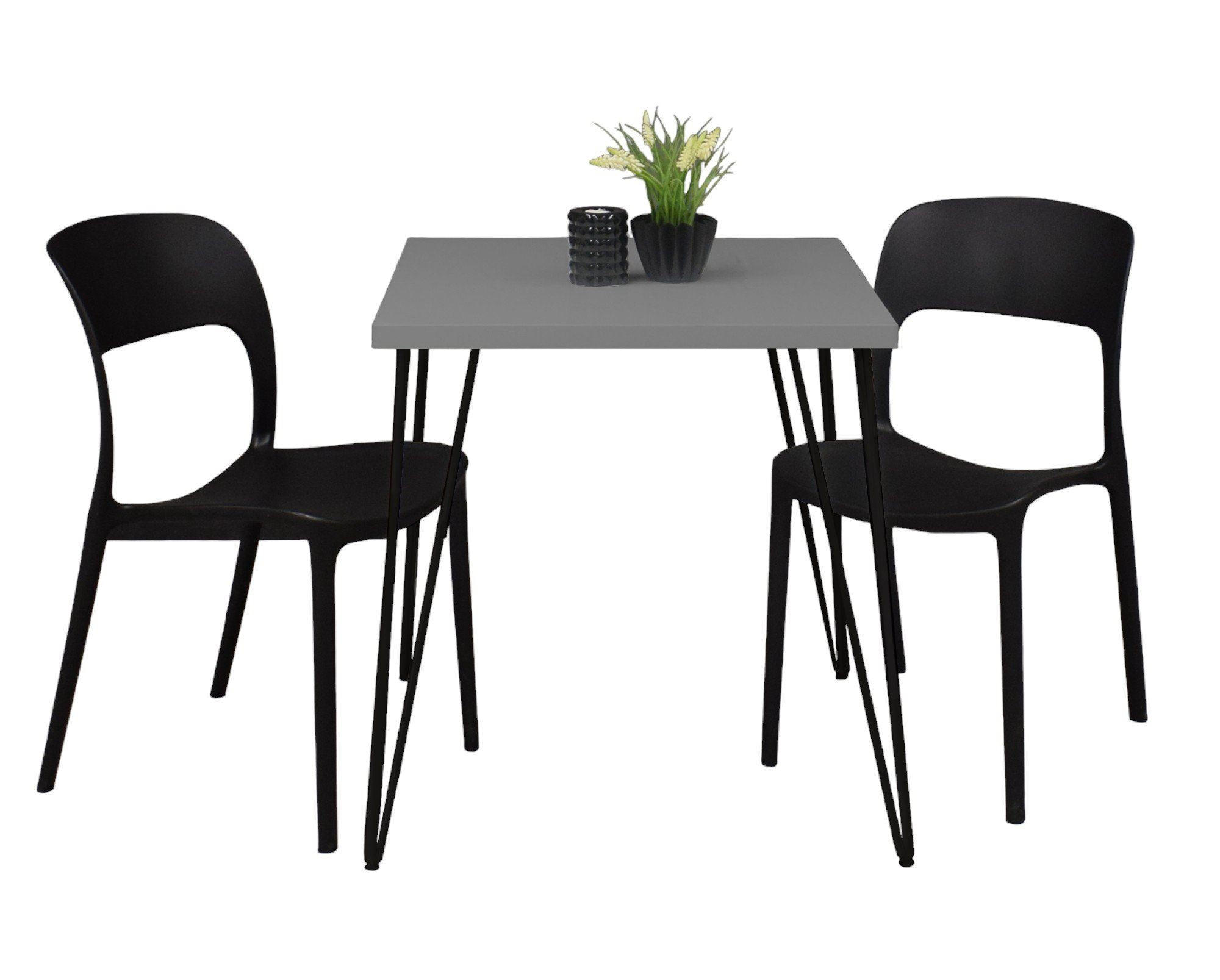 BARTISCH Eirena 70x70x75 schwarz matt/kreidegrau matt lack - Hellgrau, Metall (70/70/75cm) - 58aufmkessel