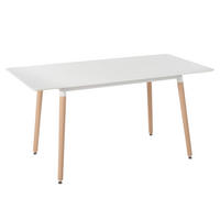 ESSTISCH 120-150/80/75 cm Weiß, Hellbraun Rechteckig Mirabel - Weiß, Holzwerkstoff (150/80/75cm) - Beliani