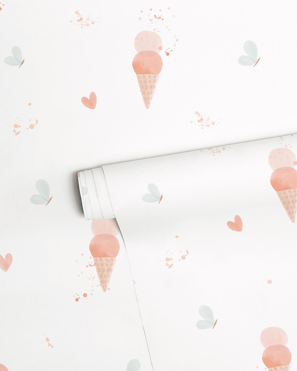 VLIESTAPETE Eiscreme 50 cm x 10 m, mehrfarbig - Pastellblau/Pink, Papier (1000/50cm) - Lilipinso