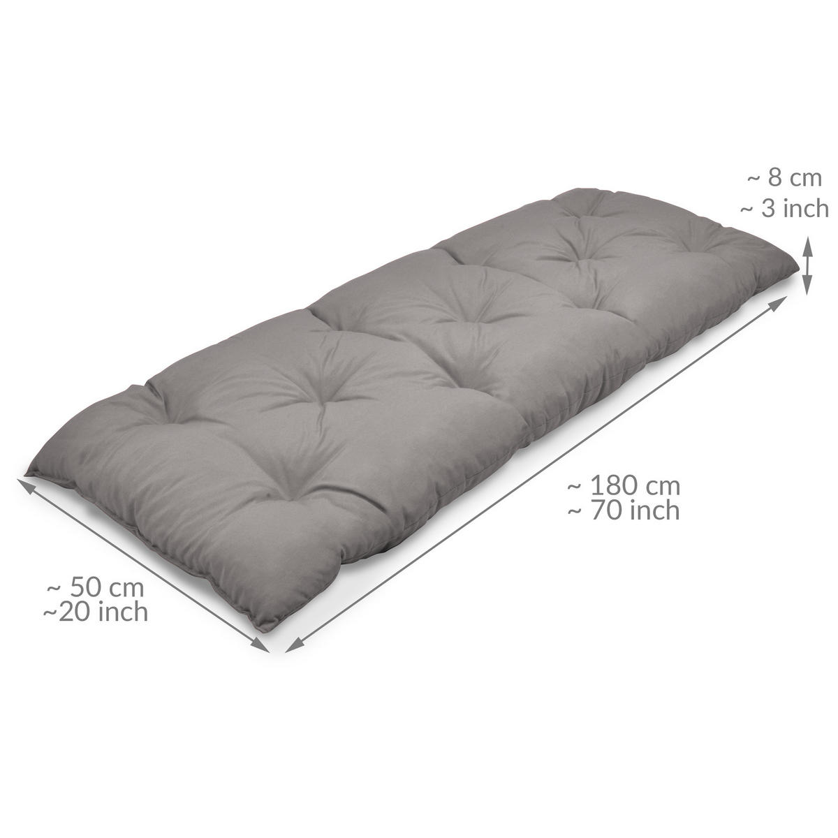 BANKPOLSTER Flair BK 180/50/8cm Hellgrau - Hellgrau, Textil (50/10/180cm) - Beautissu 