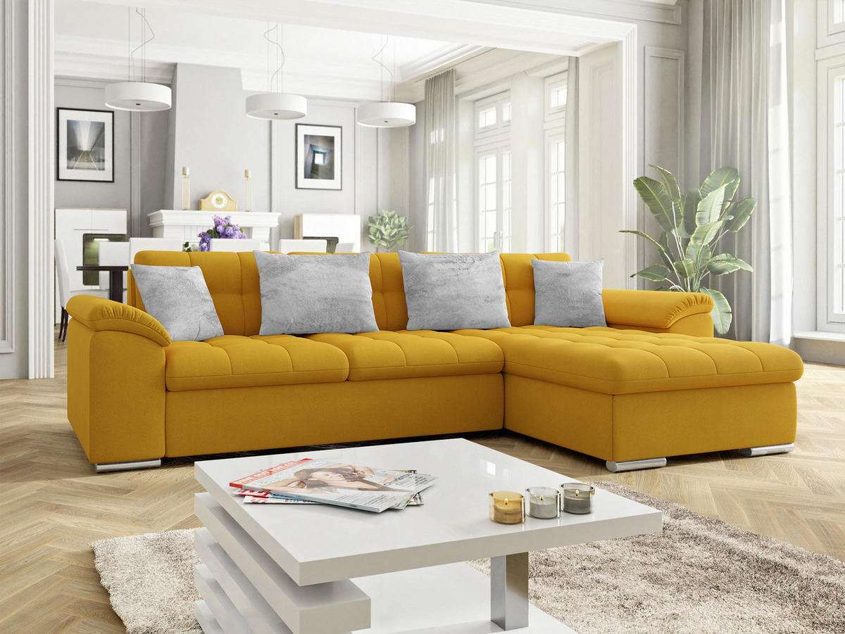 ECKSOFA Diana Premium, Seite: Rechts - Gelb, Holz/Textil (280/160cm) - MIRJAN24