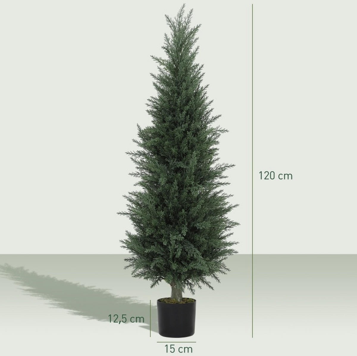 KUNSTPFLANZEN Zypresse 40/40/120 cm grün aus Kunststoff UV-beständig - Grün, Kunststoff (120cm) - OKWISH