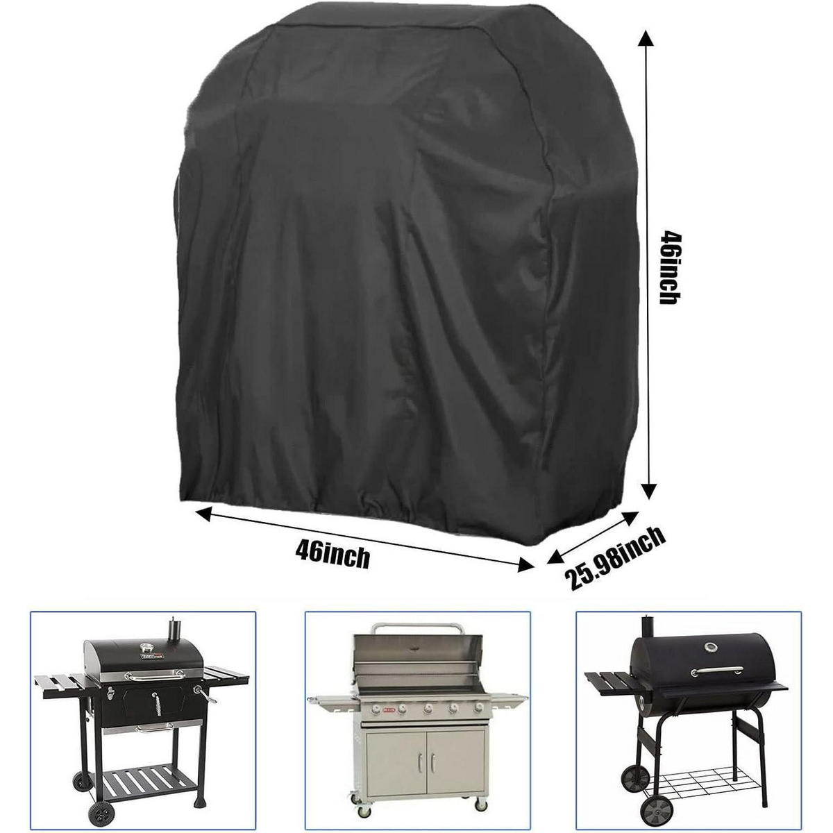 GRILL Abdeckhaube 117 x 66 x 117 cm 420D Oxford wetterfest - Schwarz, Textil (25.4/25.4/25.4cm)