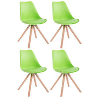 STUHL 4er Set Lederlook grün - Eukalyptusholzfarben/Grün, Holz/Textil (47.5/83/55.5cm) - CLP