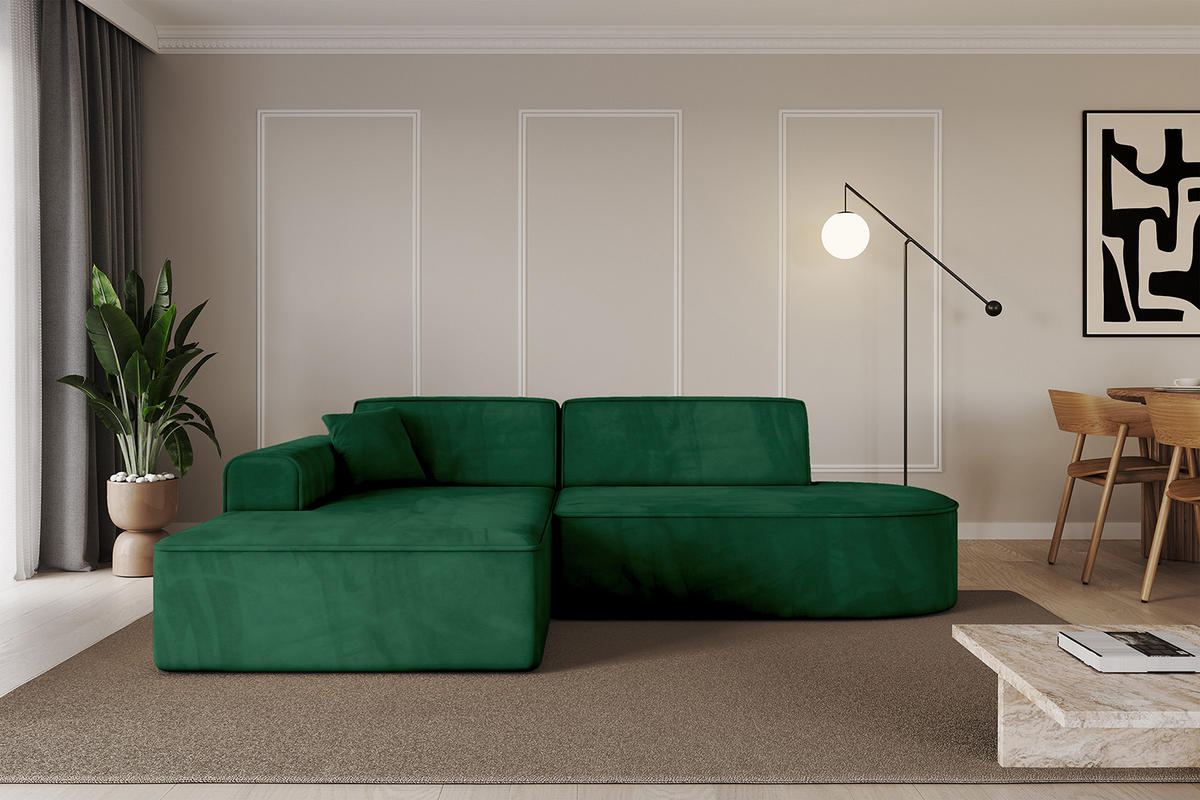 ECKSOFA Ottomane Links IREA-L1-v3 - 234x171x79 cm Grün - Grün, Holzwerkstoff/Textil (234/171cm) - ALTDECOR