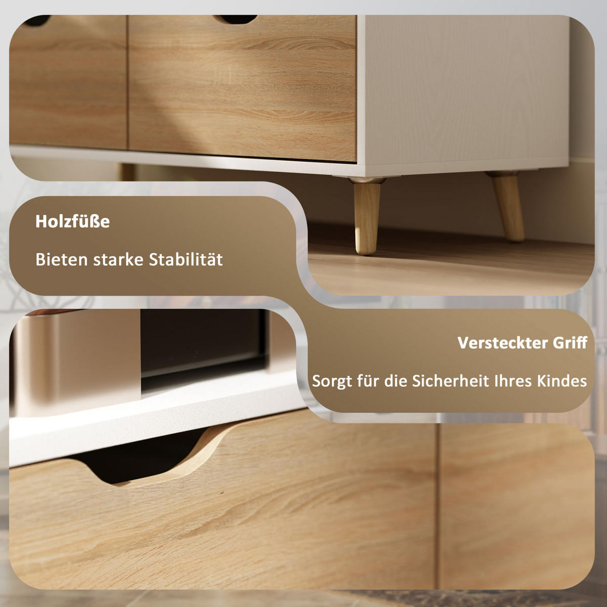 TV-BOARD aus Holzwerkstoff 99x39x58 cm Weiß mit 2 Schubladen, 2 offenen Fächern und Kabeldurchlass - Weiß, Holzwerkstoff (99/58.3/39cm) - Modfu