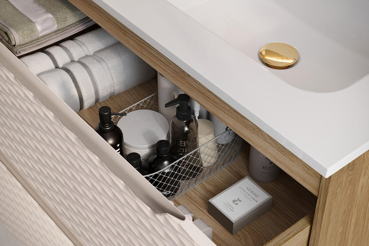 WASCHBECKENUNTERSCHRANK 80 cm 2 Teile - Ocean Beige O BM442 in Beige / Geölter Eiche - Beige, Holz (80/57/46cm)