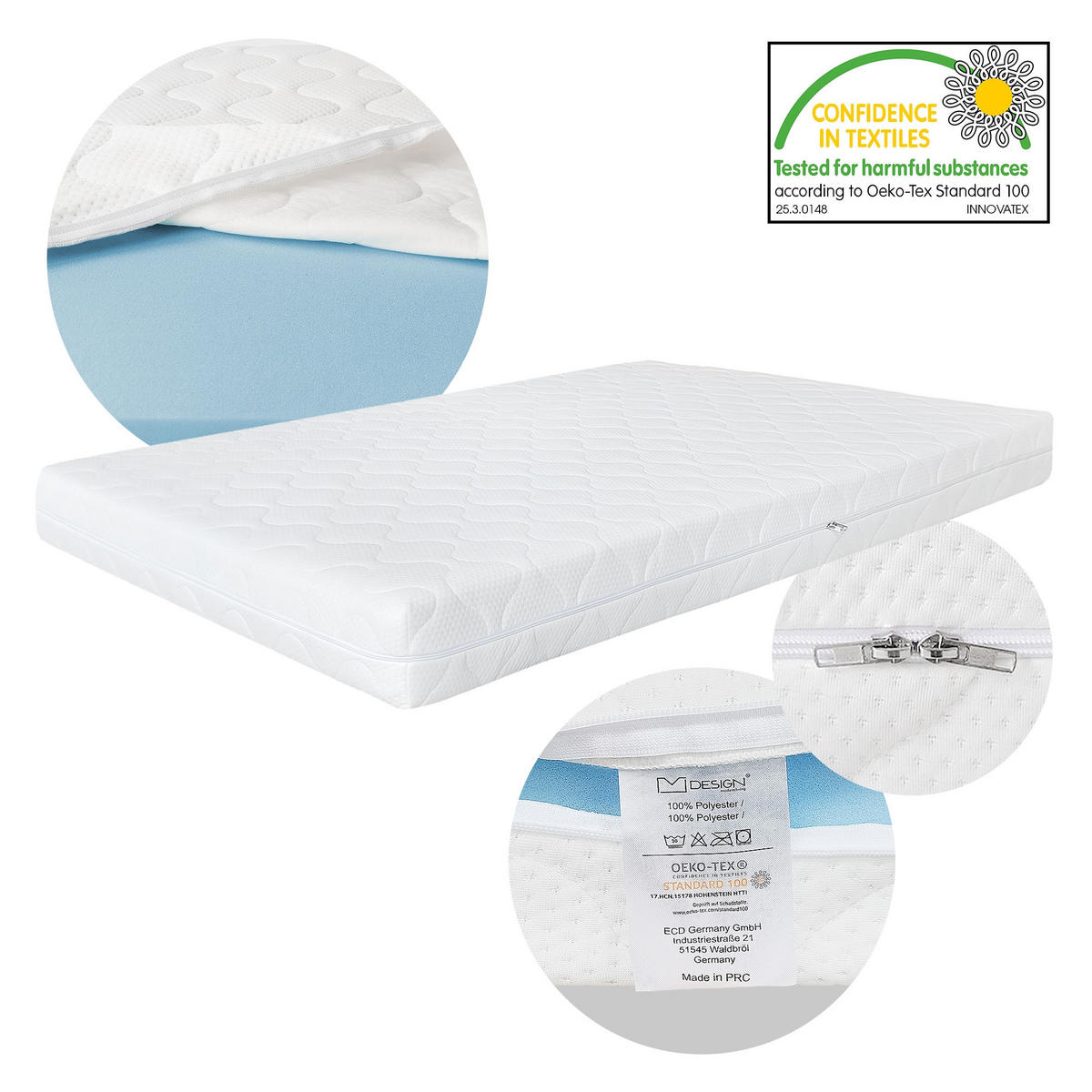 MATRATZE 200/120 cm - Weiß, Textil (120/200cm) - ML-DESIGN