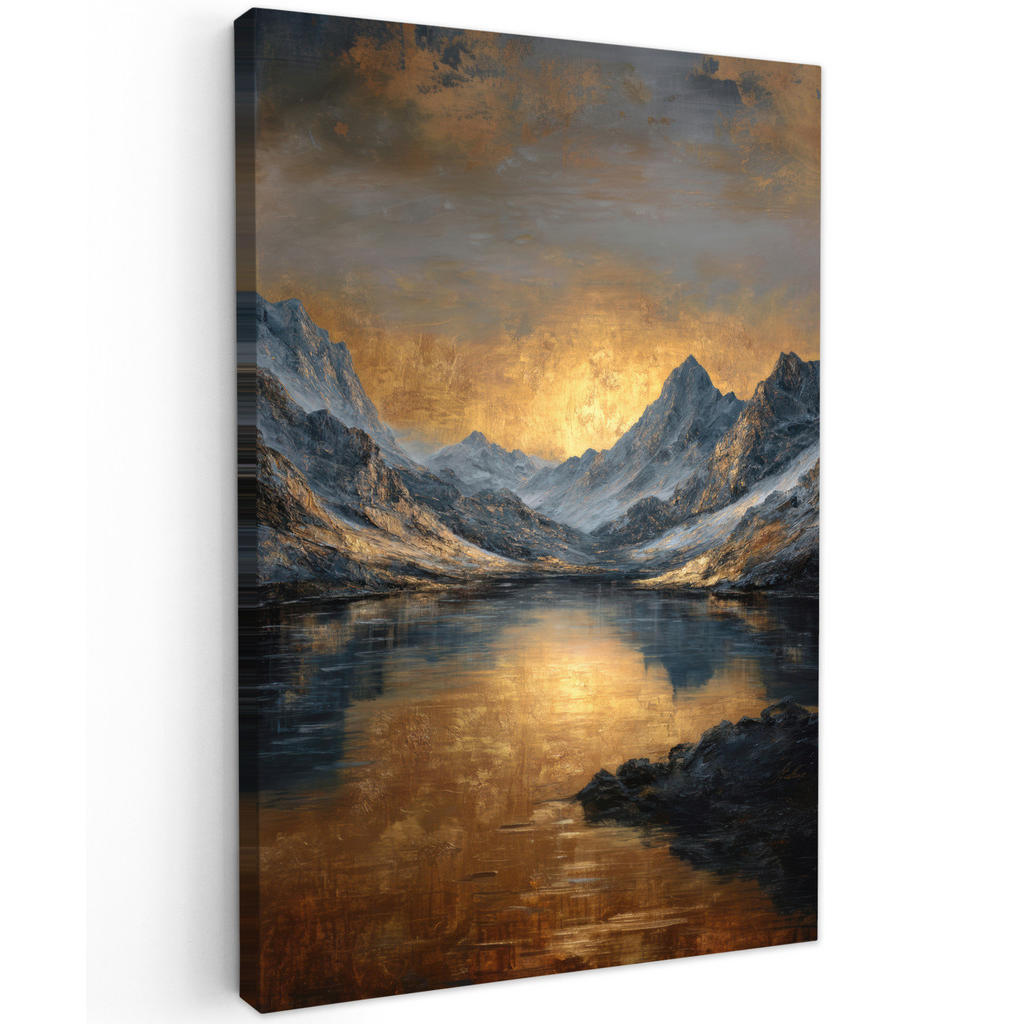 MuchoWow OBRAZ NA PLÁTNĚ Horská scenérie se zlatým západem slunce 60x90 cm
