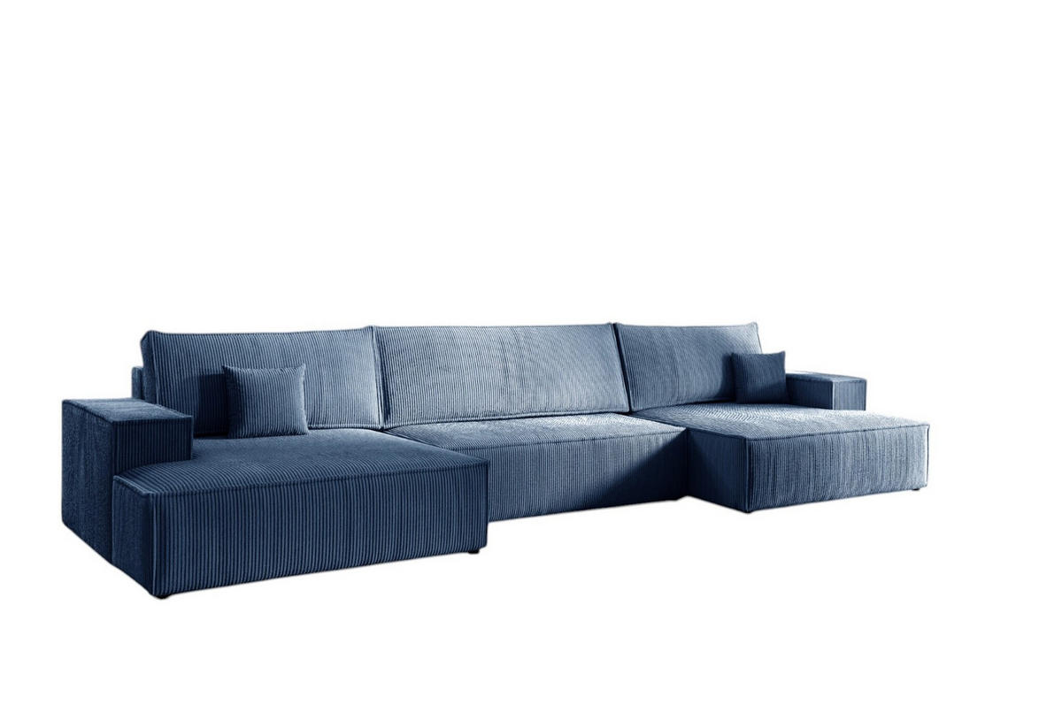 WOHNLANDSCHAFT Corunia - Blau, Holzwerkstoff/Textil (398/70/148cm) - Fun Möbel
