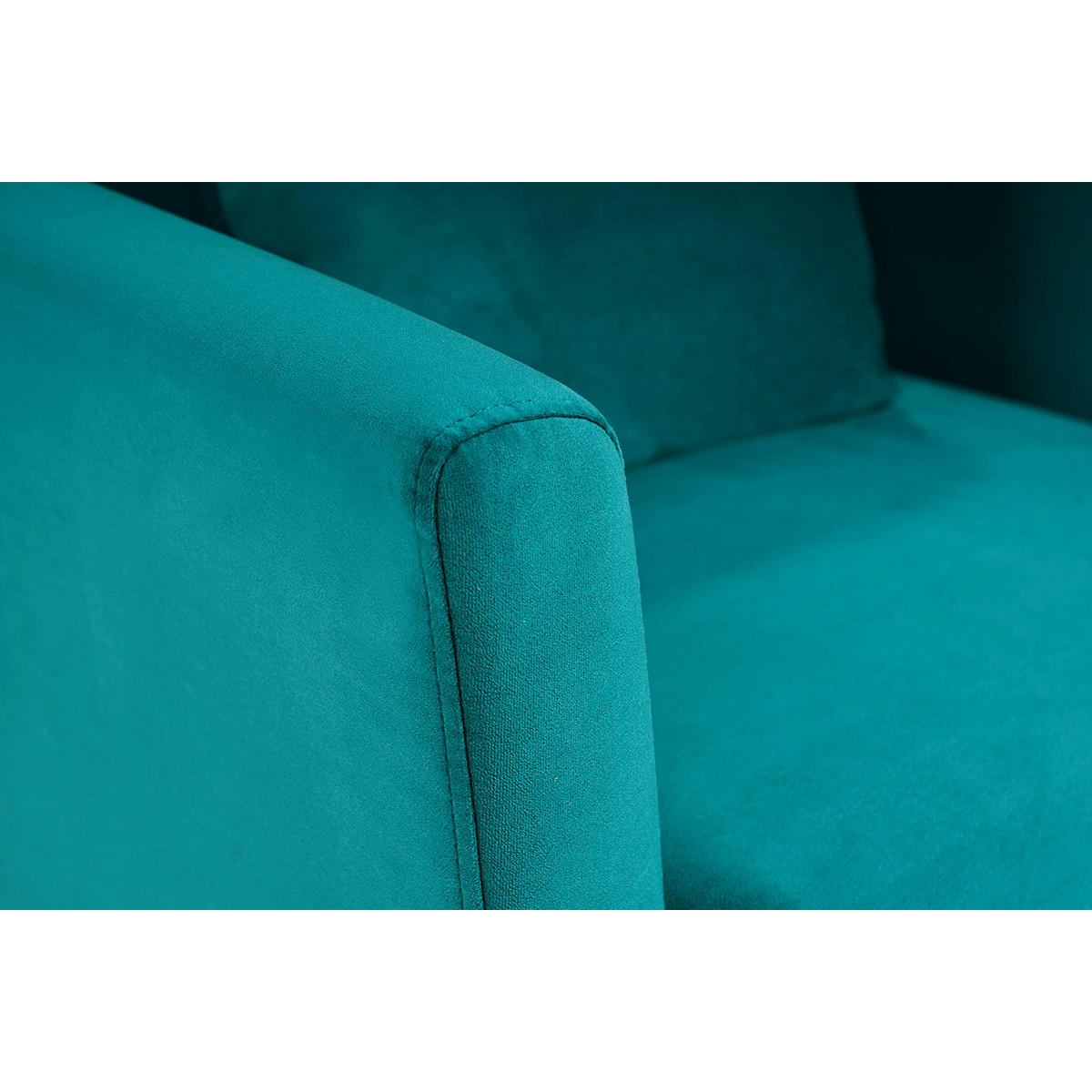 SESSEL abnehmbarer Bezug petrolblau Samt OSLO - Petrol, Kunststoff (80/81/74.5cm) - Miliboo