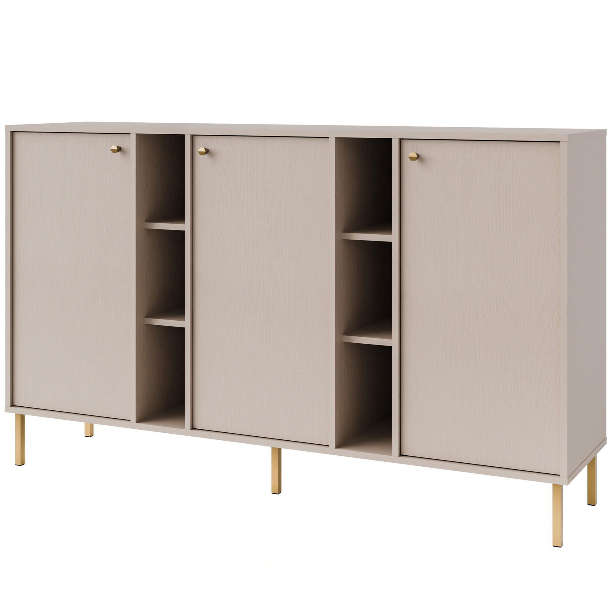 KOMMODE FLOREN, Creme/Gold - Creme, Holzwerkstoff/Metall (157.7/95/40.8cm) - KONSIMO®