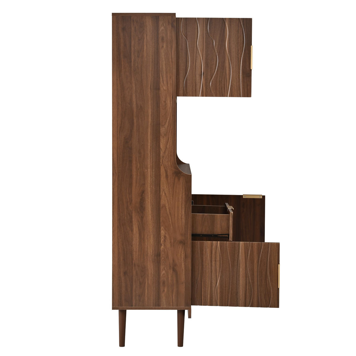 KÜCHENSCHRANK mit Türen, Schublade und offenen Regalen - Walnussfarben, Holzwerkstoff (100/170/32cm) - FLIEKS