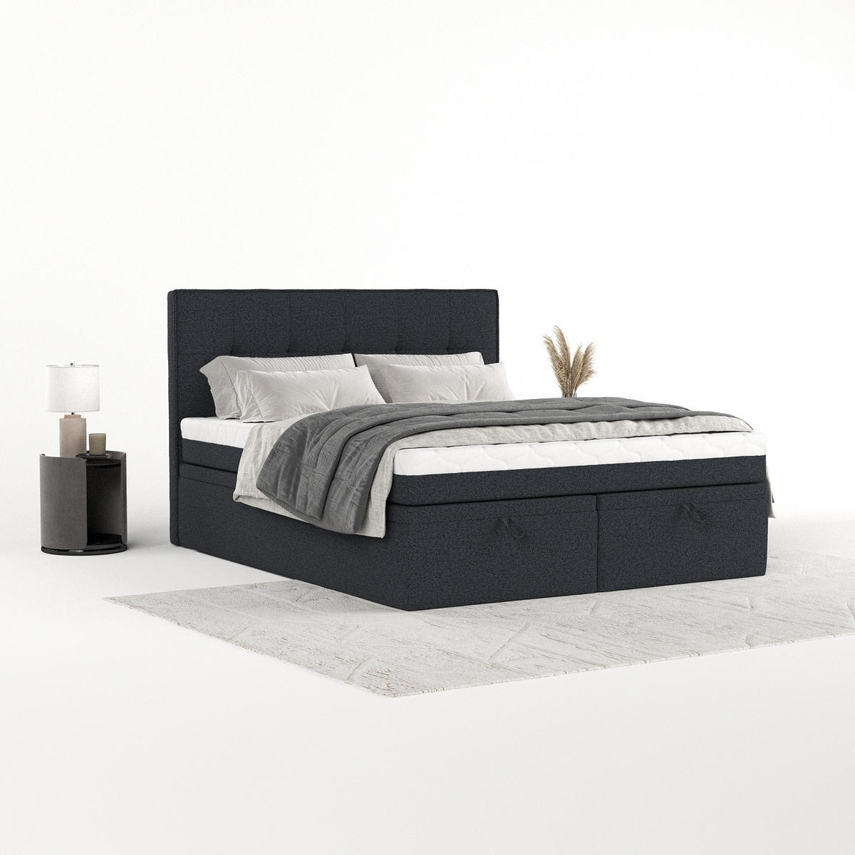 BOXBETT Arivo 200/200 cm Anthrazit im Riva Stoff - Anthrazit/Schwarz, Holz/Holzwerkstoff (200/200cm) - AltaBeds