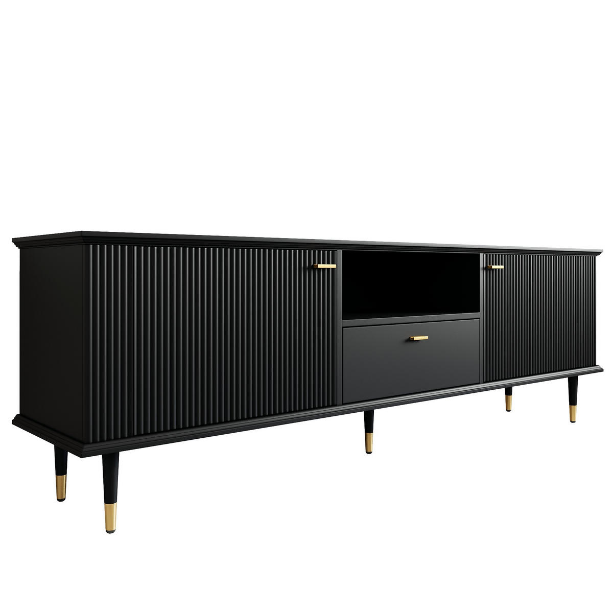 TV-LOWBOARD Schwarz 170/36/54 cm - Schwarz, Holzwerkstoff (170/54/36cm) - PANGIVO