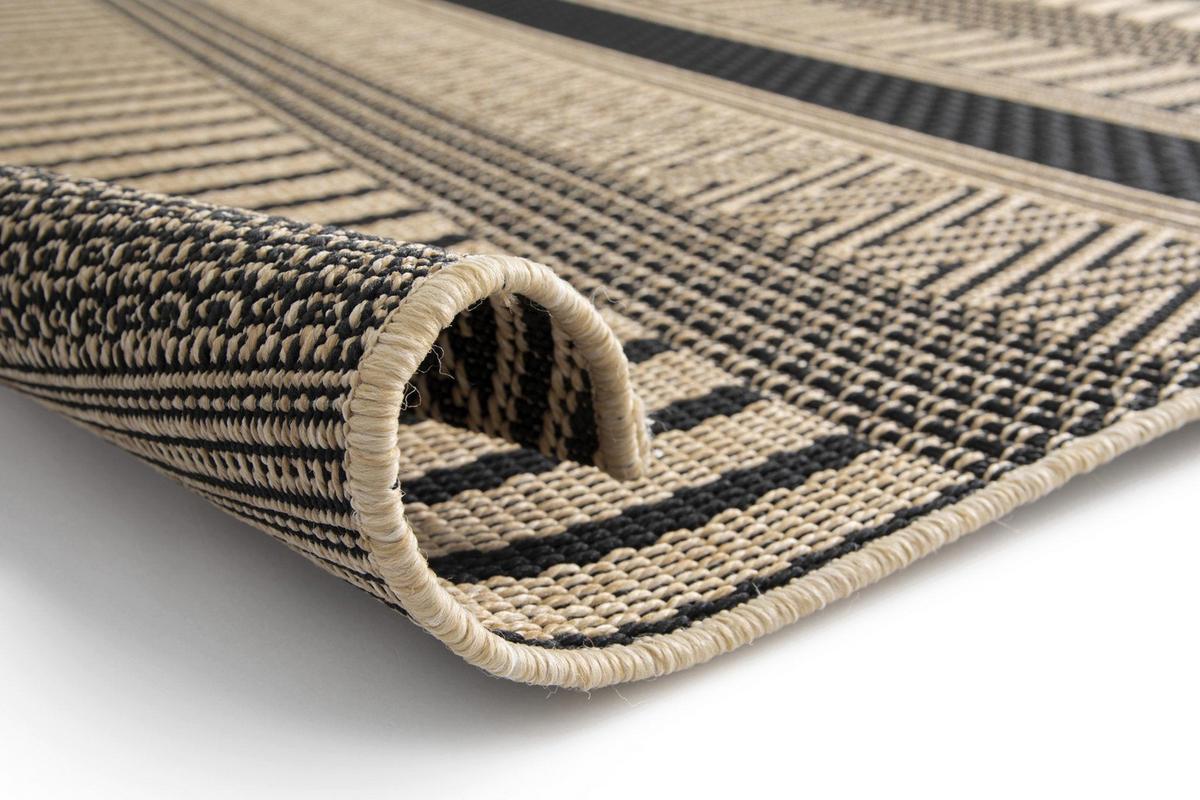 TEPPICH Indoor Outdoor Ethno-Stil schwarz - Schwarz, Textil (120/170cm) - AFK Living