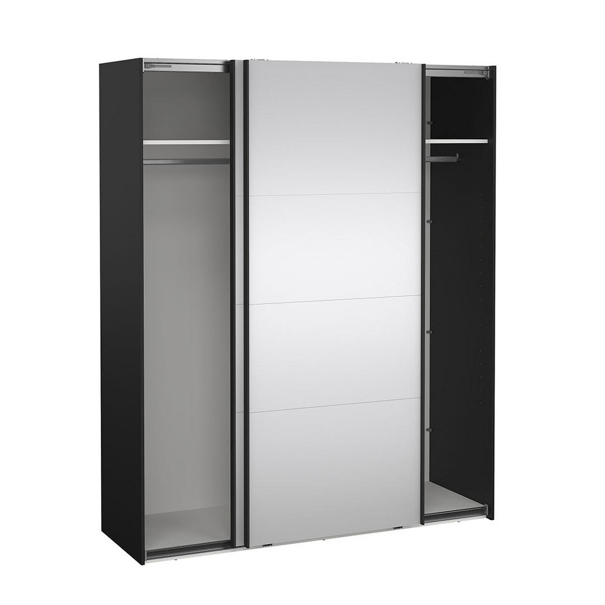 SCHIEBETÜRENSCHRANK, Catania, Schwarz, Holzwerkstoff, 179 x 67 x 221 cm - Schwarz, Holzwerkstoff (179/221/67cm) - ebuy24