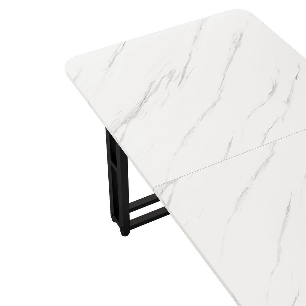ESSTISCH 120x70 cm in Weiß und Schwarz mit Gestell aus Metall - Weiß, Holz/Metall (120/70/74cm) - KOMHTOM