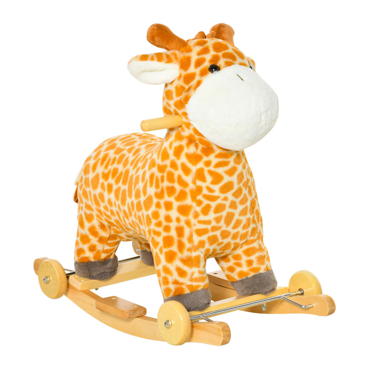 KINDER SCHAUKELTIER, Gelb, Plüsch+ Pappel - Gelb, Holz (38/63/63cm) - HOMCOM