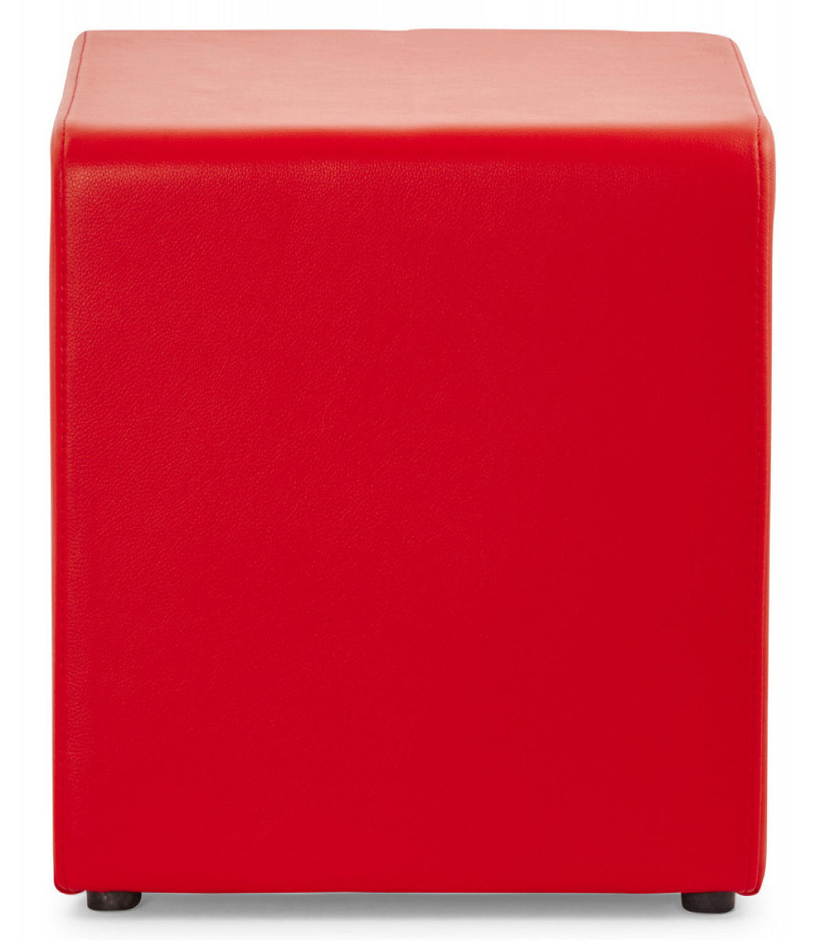 HOCKER Würfelform Kunstleder CUBE, Rot 41x41x41 cm - Rot/Schwarz, Kunststoff/Textil (41/41/41cm) - KADIMA DESIGN