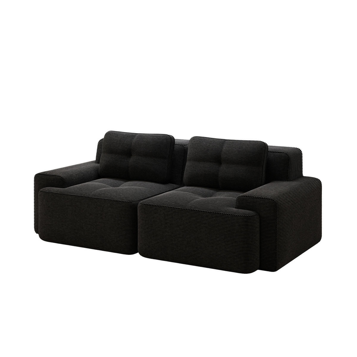 SOFA modular mit Tiefsitz 74 cm Cord Black - Schwarz, Kunststoff (104/69/204cm) - Meubliv