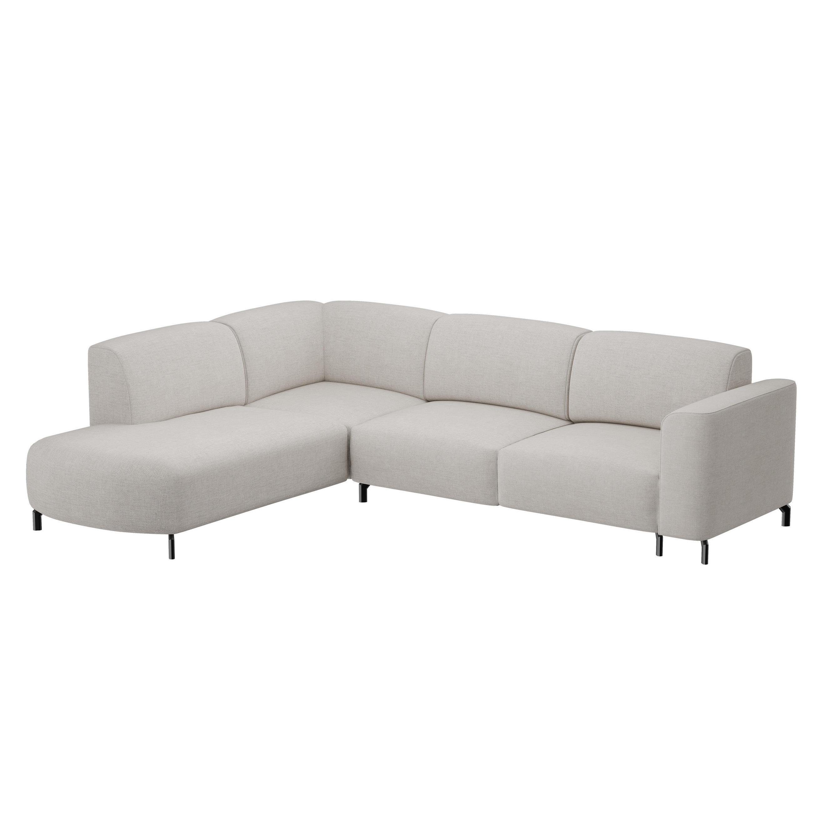 ECKSOFA TORIN Chenille-Stoff in Creme - Creme, Holzwerkstoff/Kunststoff (277/218cm) - Idohome