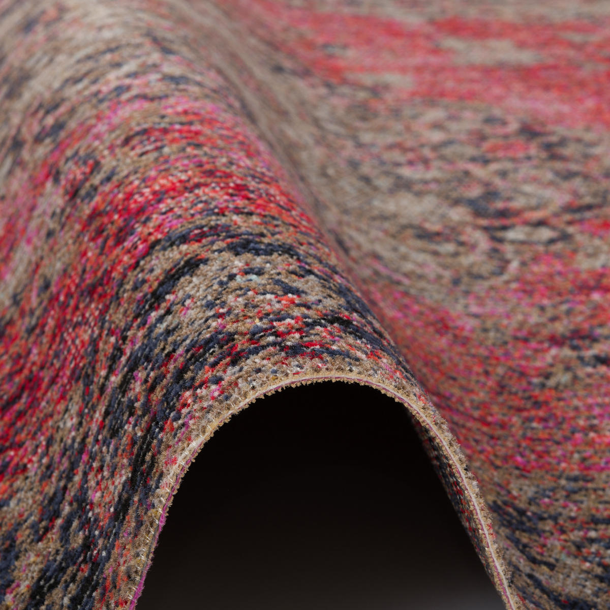 KURZFLOR DESIGNER TEPPICH MODERN VINTAGE ORIENT MUSTER - Beige/Rot, Textil (140/200cm) - Pergamon