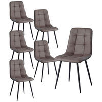 ESSZIMMERSTUHL 6er-Set Dunkelbraun Lederoptik - Braun, Leder (43/89.5/44cm)