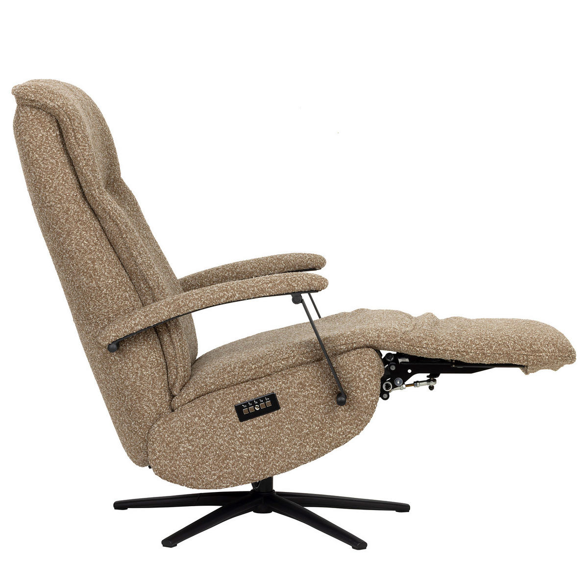 RELAXSESSEL - Bouclé / Eisen - Hellbraun/Schwarz, Textil/Metall (67/114/84cm) - home24