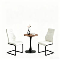 TISCHGRUPPE 3-tlg Runder Esstisch 60 cm MDF mit 2 Stühlen Weiß - Schwarz, Metall (73.5/21.5/76cm) - Raelunyi