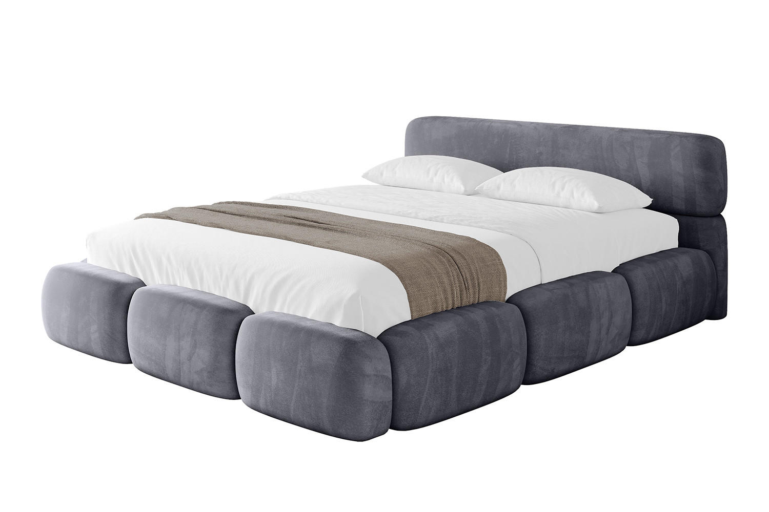 POLSTERBETT mit Bettkasten und Lattenrost, Bett mit Matratze H3/H4 - ELVA-v1 180x200 Dunkelgrau - Dunkelgrau, Holzwerkstoff/Textil (180/200cm) - ALTDECOR