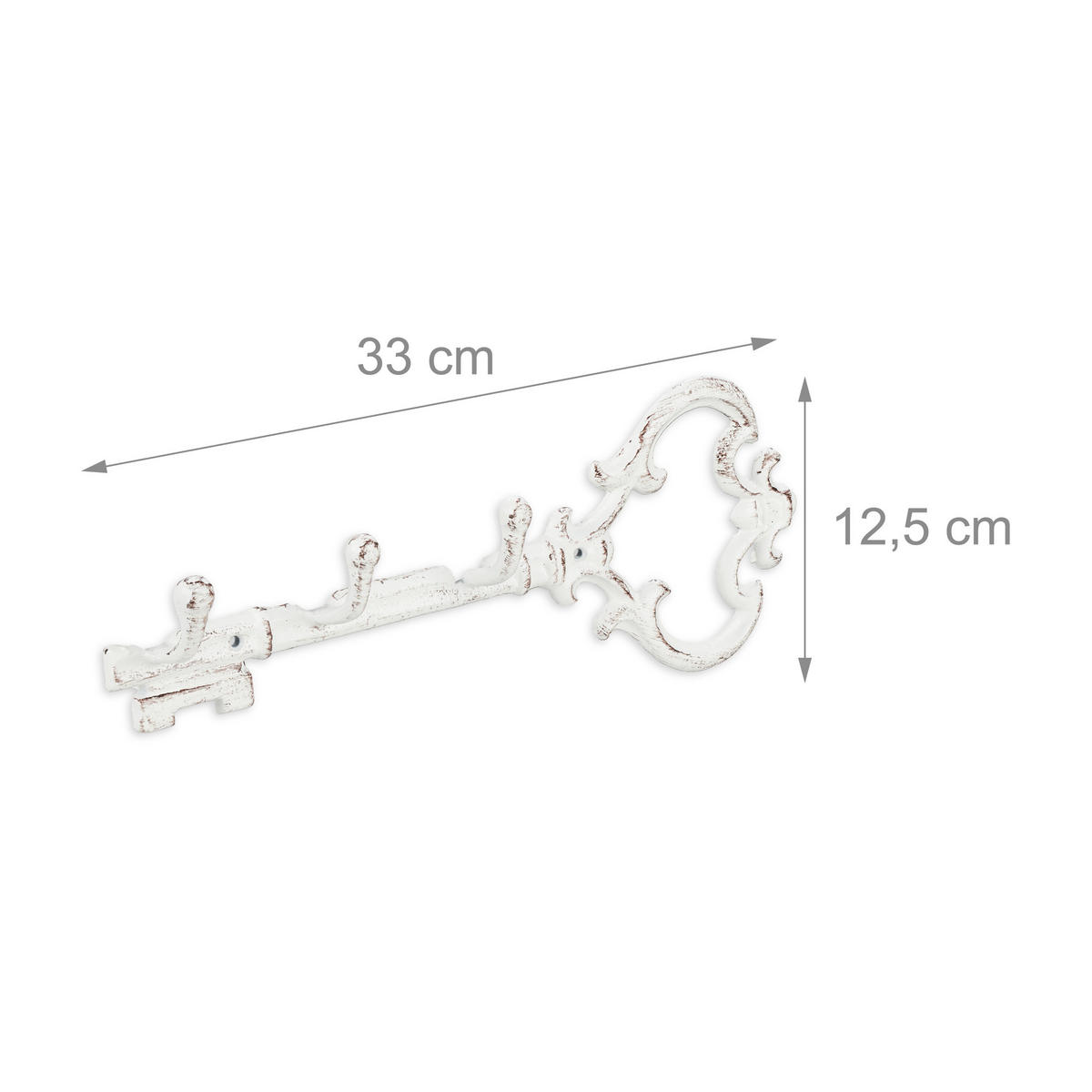 KLÍČOVÁ deska - bílá, kov (33/4.5/12.5cm) - Relaxdays