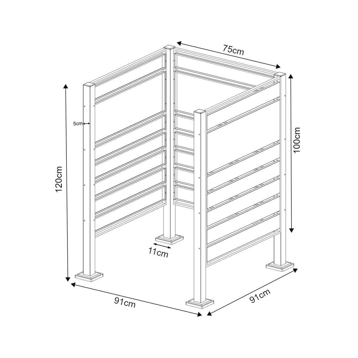 MÜLLTONNENBOX Uusikaupunki - Anthrazit/Braun, Metall (91/120/91cm) - [en.casa]