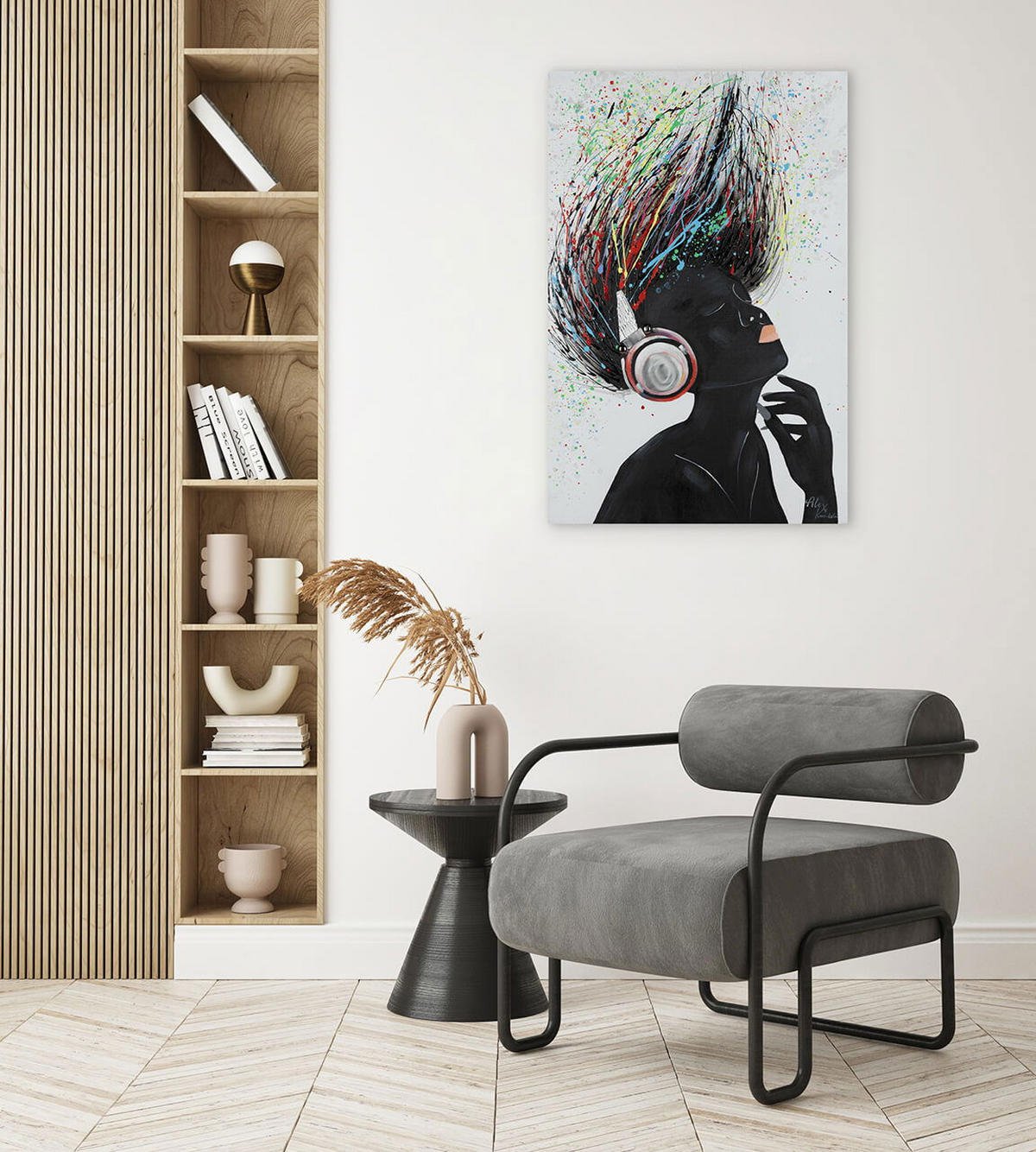 ACRYLBILD HANDGEMALT 60/90 cm - Multicolor/Schwarz, Holz/Textil (1.3/90cm) - KUNSTLOFT