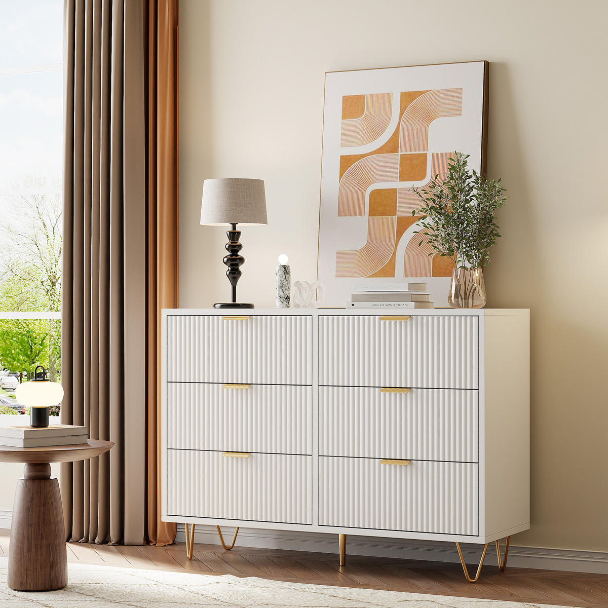 KOMMODE 100x34x73 cm 6 Schubladen weiß - Weiß, Holz (34/73/100cm) - Fortuna Lai