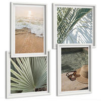 BILDER SET 4er Set - 50x50 cm & 40x60 cm Weißer Rahmen - Strandhut und Sonnenbrille - Weiß, Kunststoff (50/50cm) - TULUP