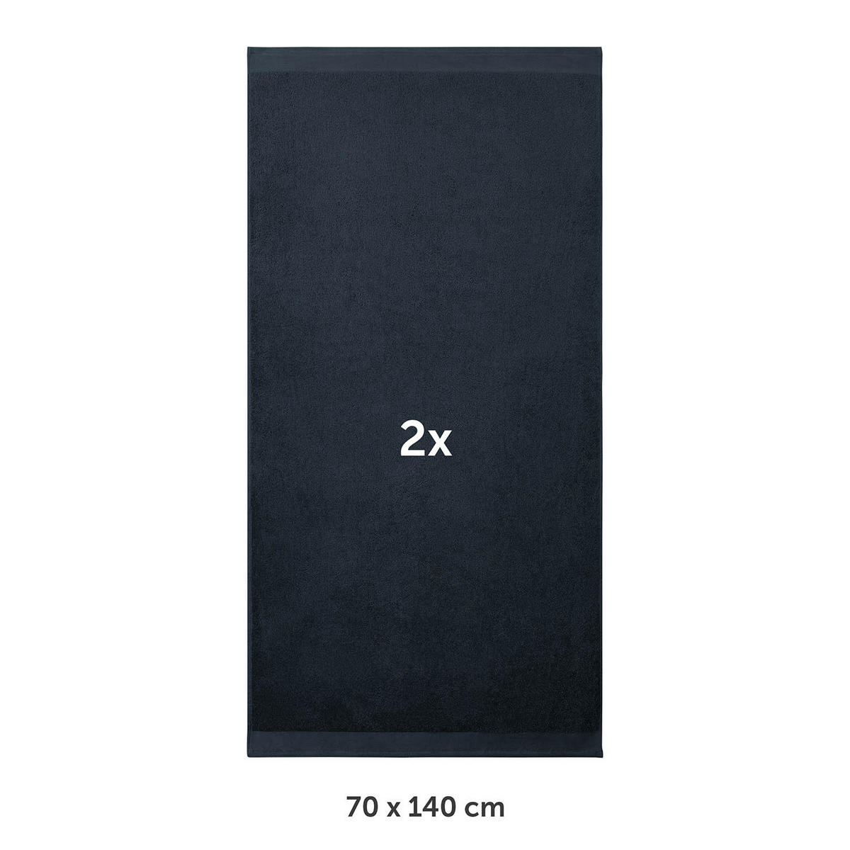 BADETUCH 2er-Set, 2x Badetuch 70/140 cm, Dunkelblau - Dunkelblau, Textil (70/140cm) - Blumtal