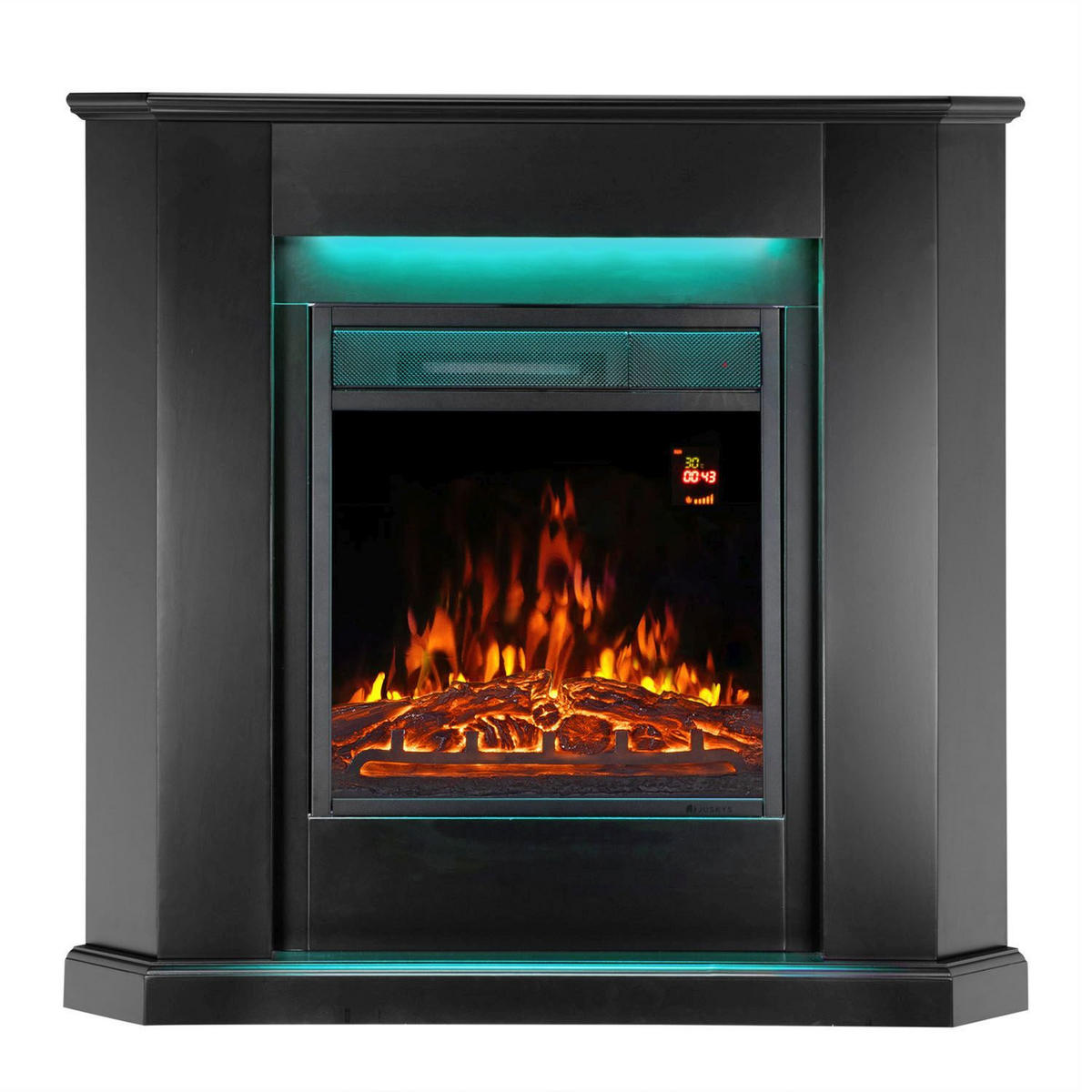 ELEKTROKAMIN 2000W dreieckig schwarz mit Flammeneffekt - Schwarz, Holz (96/93/57cm) - Juskys